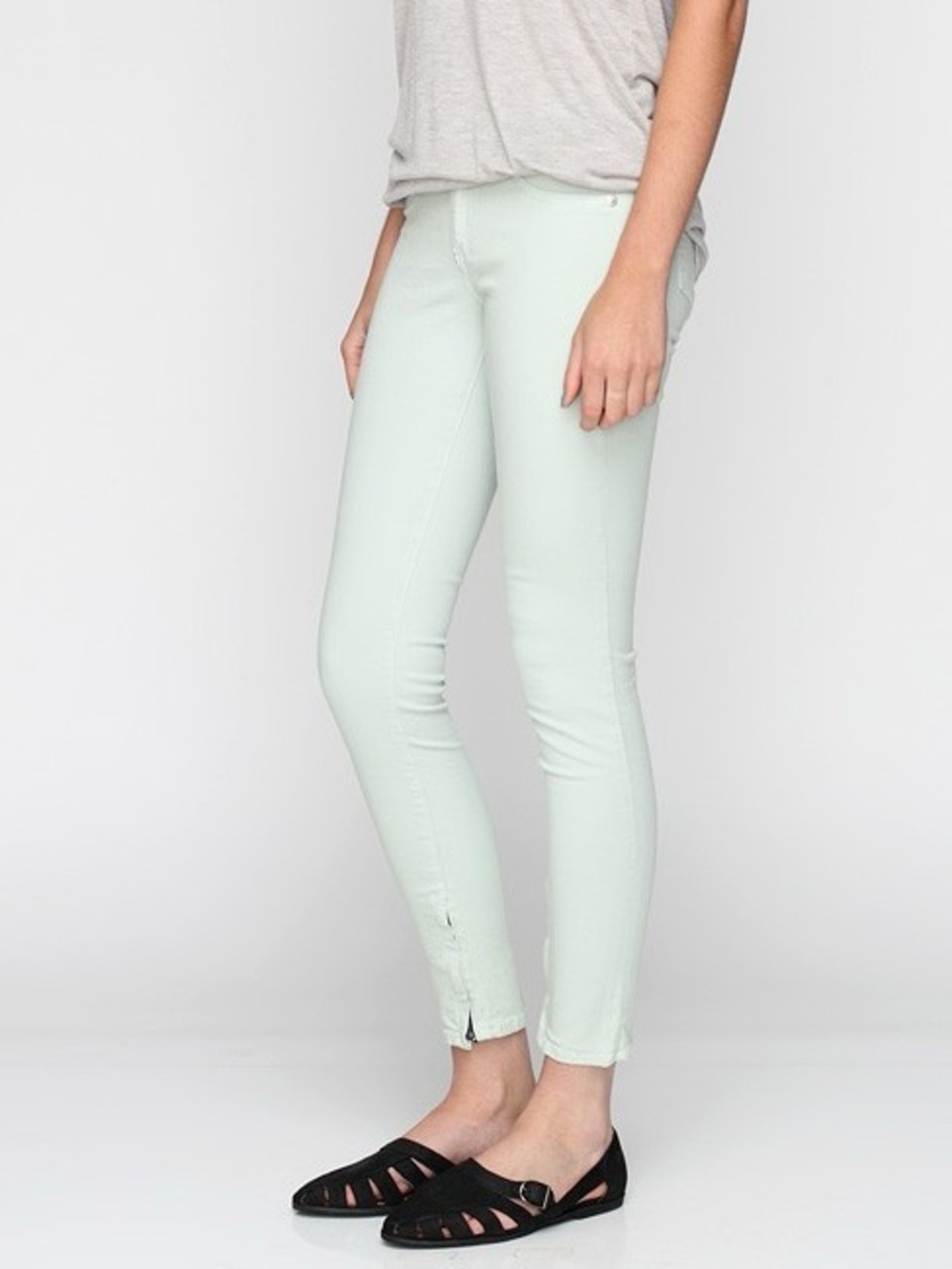rag & bone Seafoam Green Skinny Zipper Capri Jeans Size 24 $195